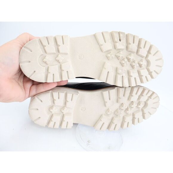 Miz Mooz Wren Loafers Womens 38 7.5 / 8 Black Leather Platform Lug Sole Lace Up - Picture 4 of 11